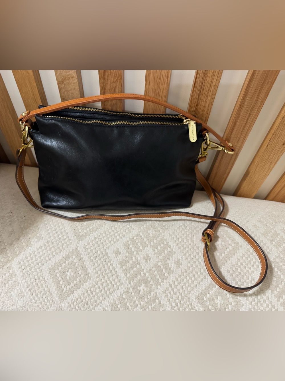 Valentina Italian leather crossbody/shoulder Black Bag. Great everywhere styling